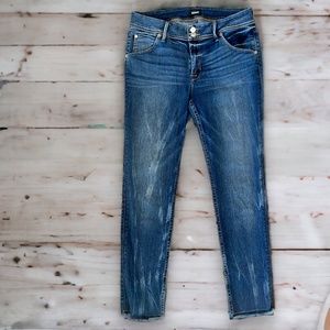 Hudson Women's Collin Midrise Skinny Distressed Raw Hem Size 30